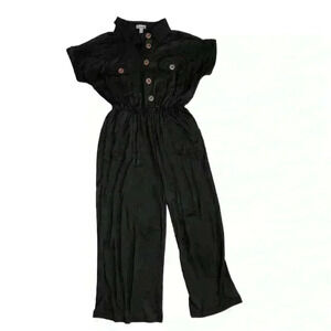 J for Justify Women Black Jumpsuit Size S wooden buttons Boho Outdoor Vacation
